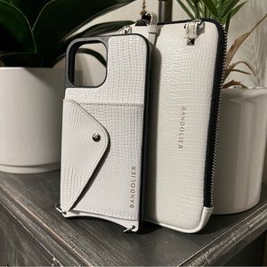 Bandolier white printed leather